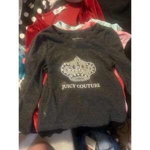 Juicy Couture Girls Black Long Sleeve  Bling Rhinestone Lace Accents 2T